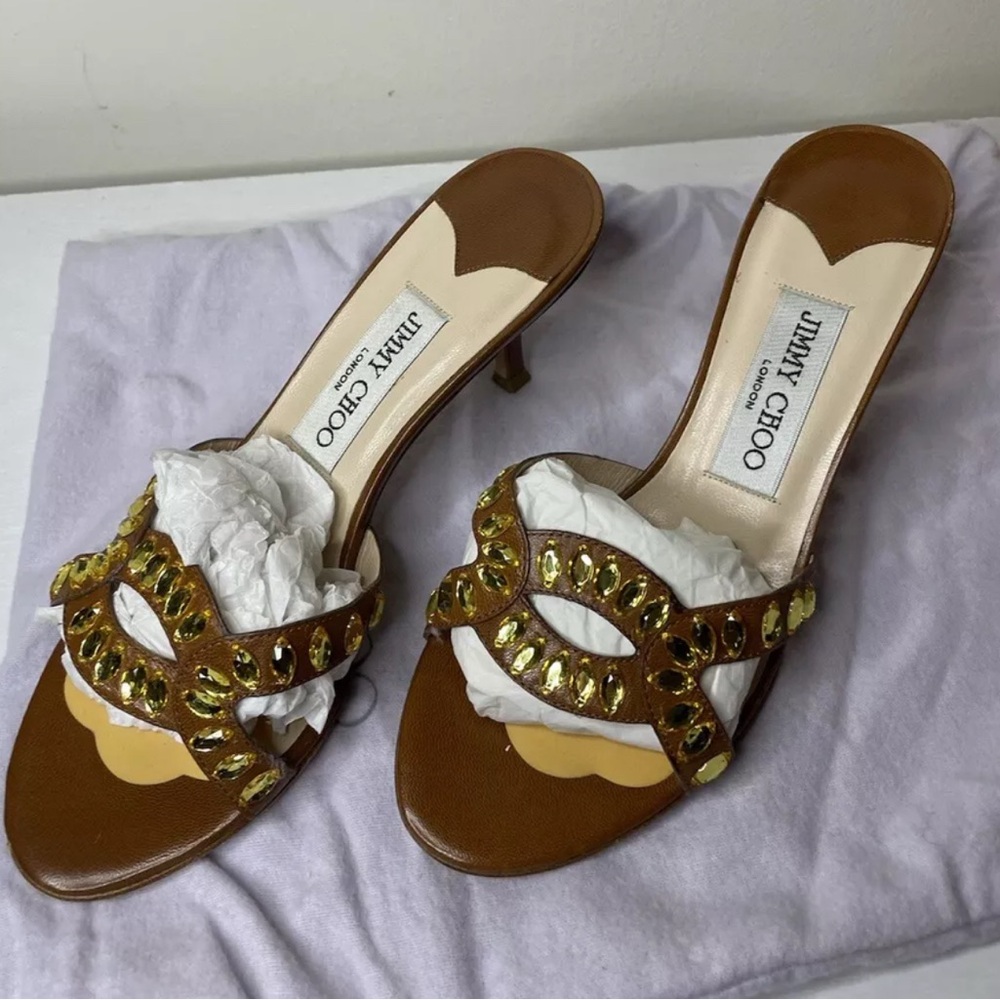 Jimmy Choo Brown Leather Mules for Women